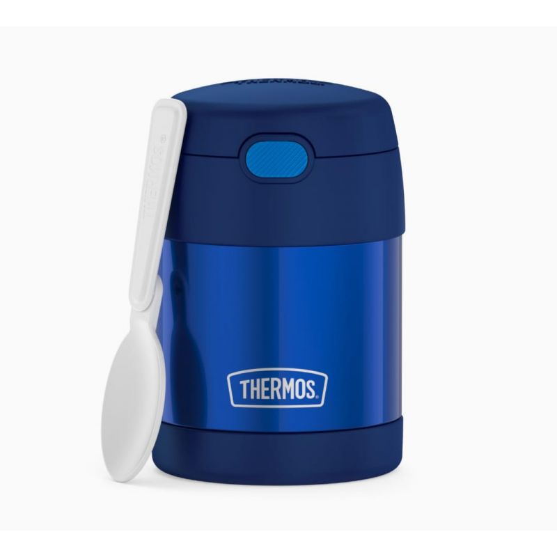 THERMOS FUNTAINER Insulated Food Jar – 10 Ounce, Navy – Kid Friendly Food Jar with Foldable Spoon