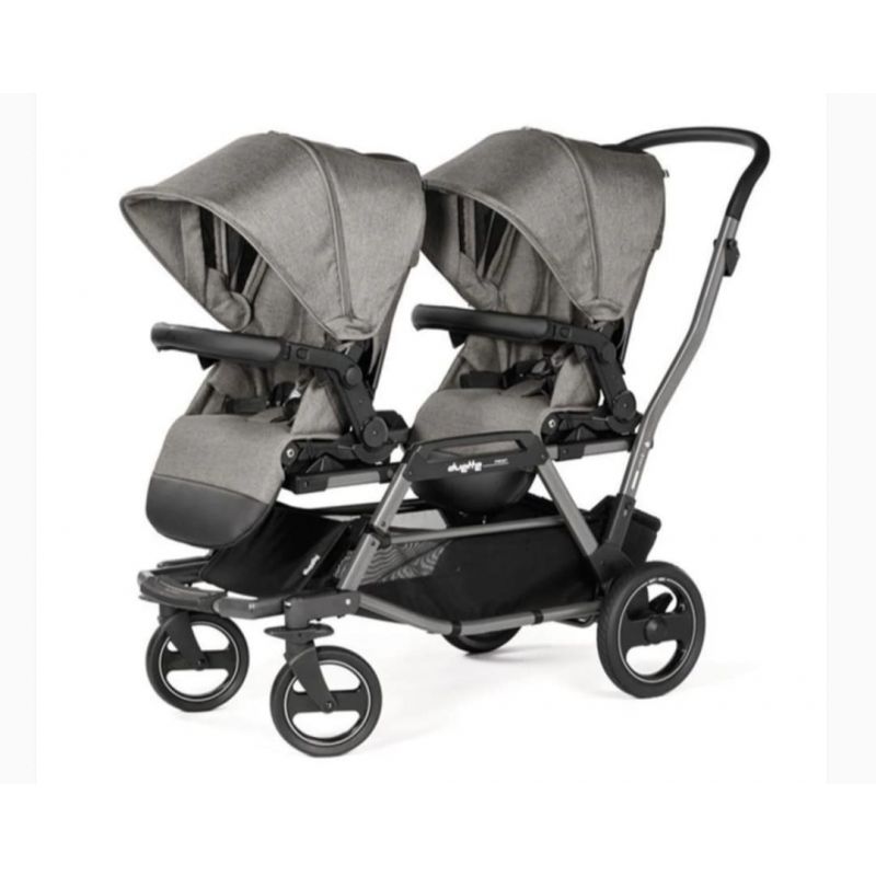 PEG PEREGO - DUETTE PIROET DOUBLE STROLLER WITH SEATS & CHASSIS INCLUDED, CITY GREY