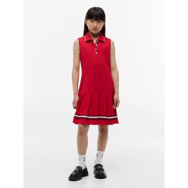 Kids Sleeveless Pleated Polo Dress