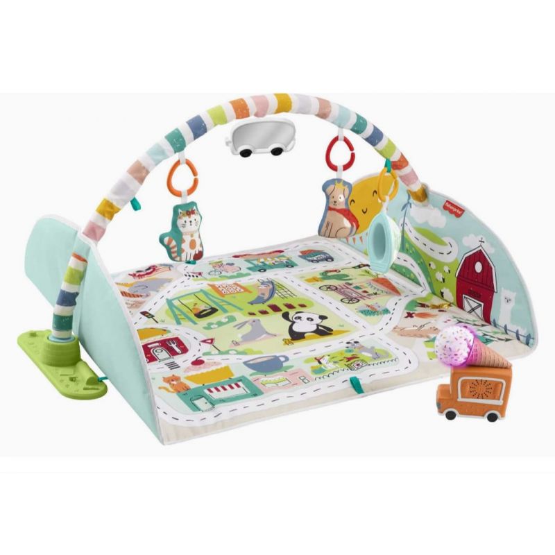 Fisher-Price Large Activity City Gym To Jumbo Playmat With Music Lights Vehicles & Baby Toys For Infant To Toddler Play