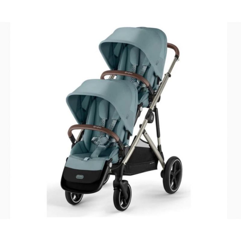 CYBEX - GAZELLE S 2 DOUBLE STROLLER BUNDLE, SKY BLUE/SILVER FRAME
