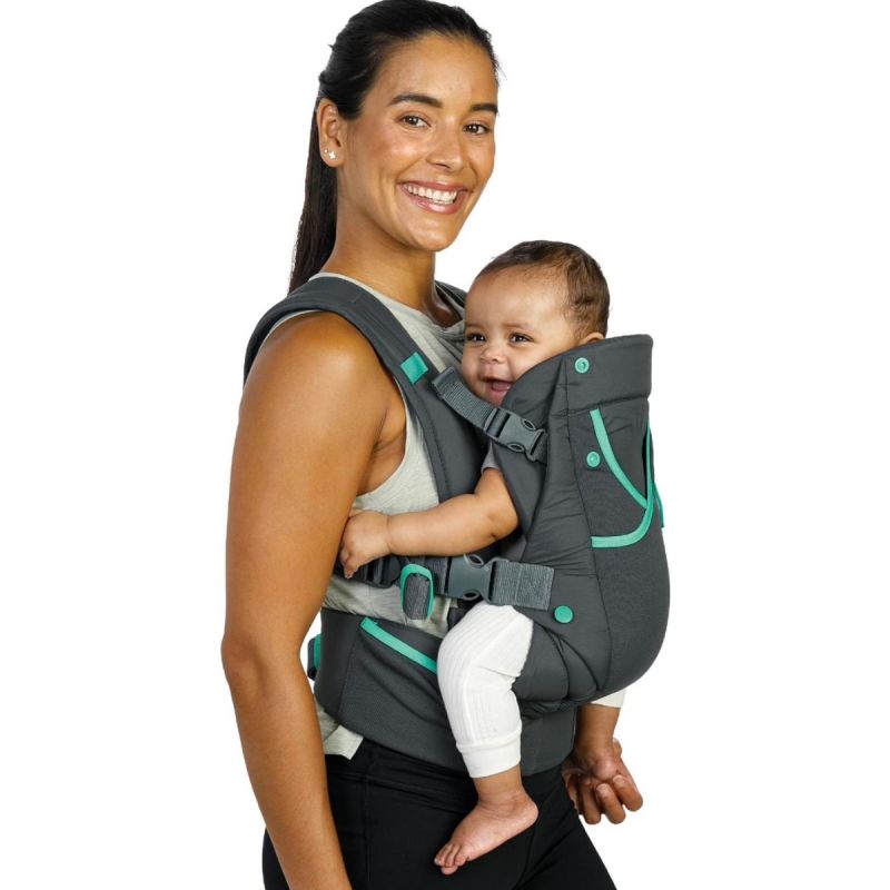 Infantino Carry On Active - Ergonomic Multi-Pocket Infant & Toddler Carrier, 8-40 lbs, with Padded Straps, Lumbar Belt Storage & Pacifier Loop