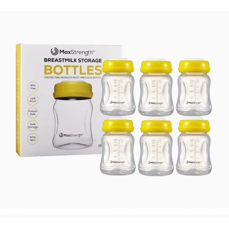 Breastmilk Bottles 6pc Set with Leak Proof Lids