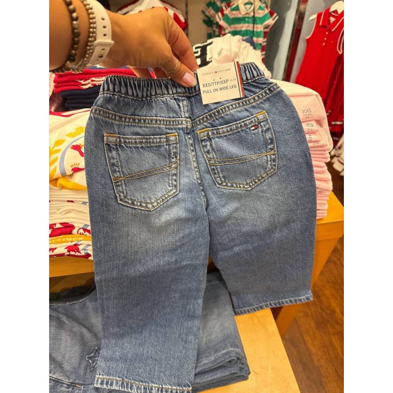 calça jeans pull on Wide Leg