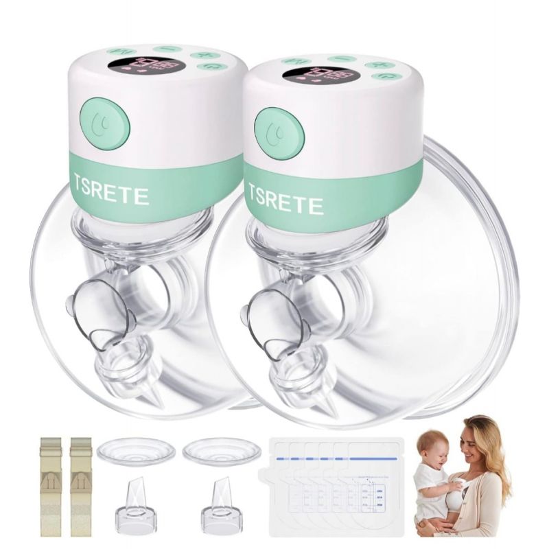 TSRETE Double Wearable Breast Pump, Electric Hands-Free Breast Pumps with 2 Modes