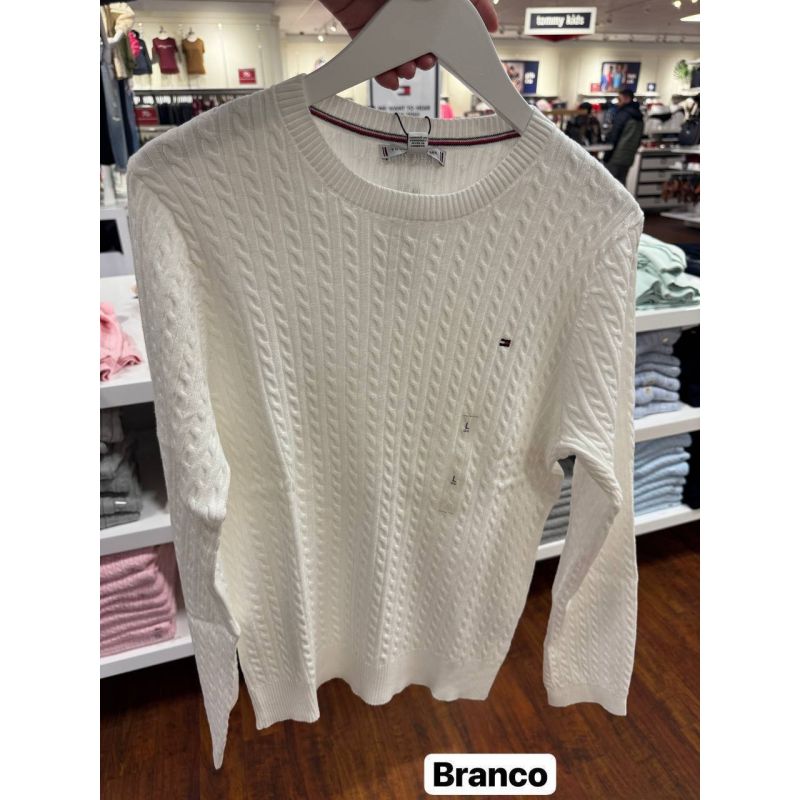 Sweater tricot trançado manga longa