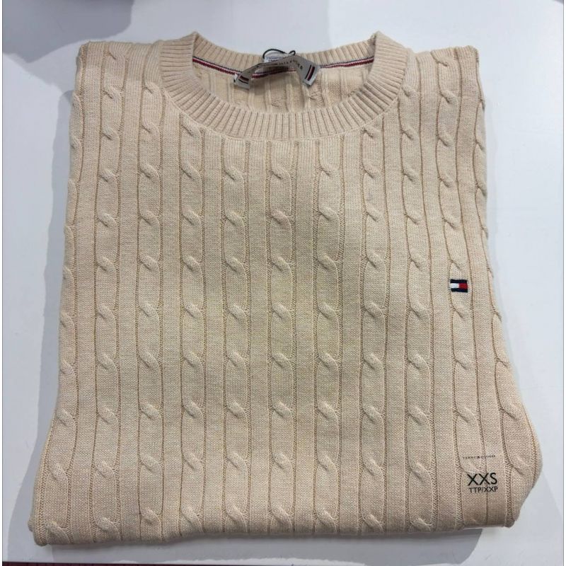 sweater tricot trançado manga curta