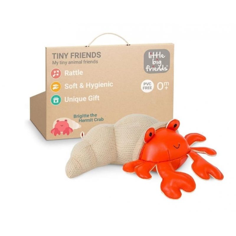  LITTLE BIG FRIENDS - TINY FRIENDS RATTLE TOY, BRIGITTE THE HERMIT CRAB