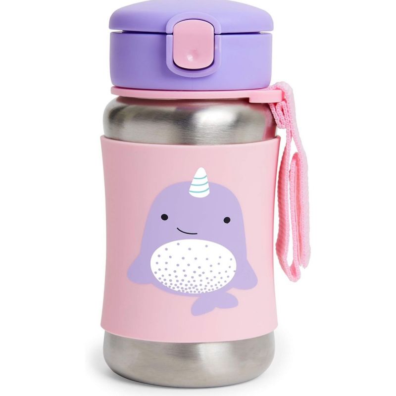 Skip Hop Zoo Stainless Steel Straw Bottle Narwhal