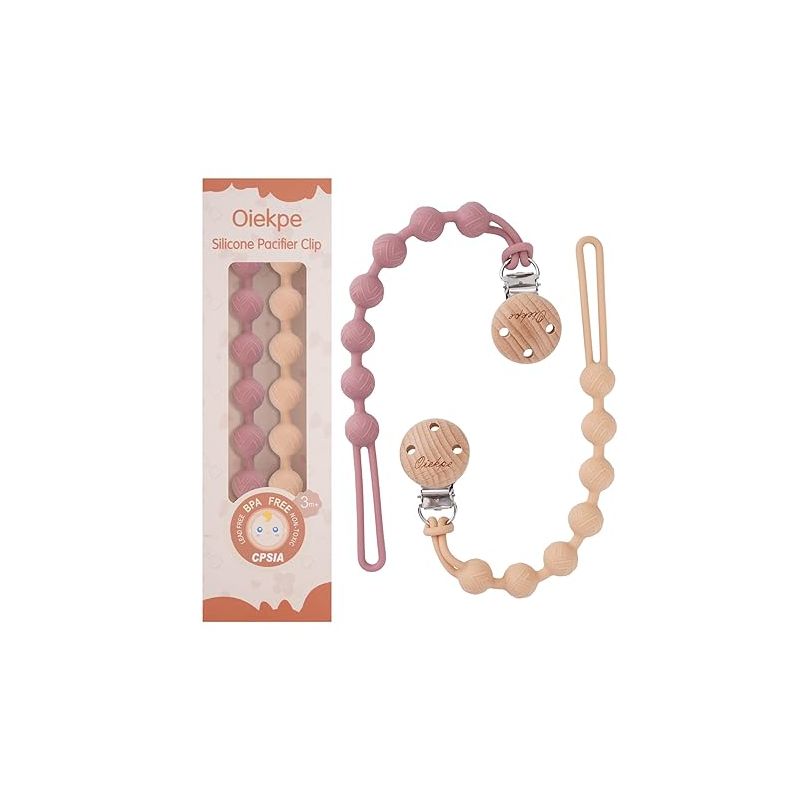 Pacifier Clips for Baby Boys Girl - 100% Food Grade Silicone, One Piece Pacifier Clip Holder