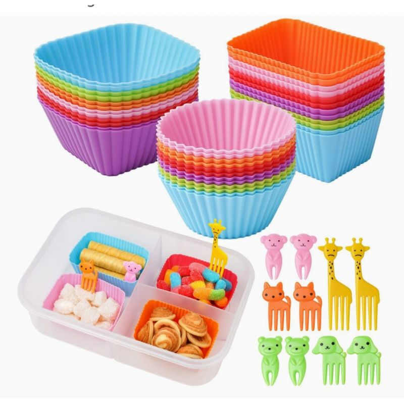 Silicone Lunch Box Dividers, 46 Pcs Bento Bundle Lunch Box Kit for Kids Lunch Accessories