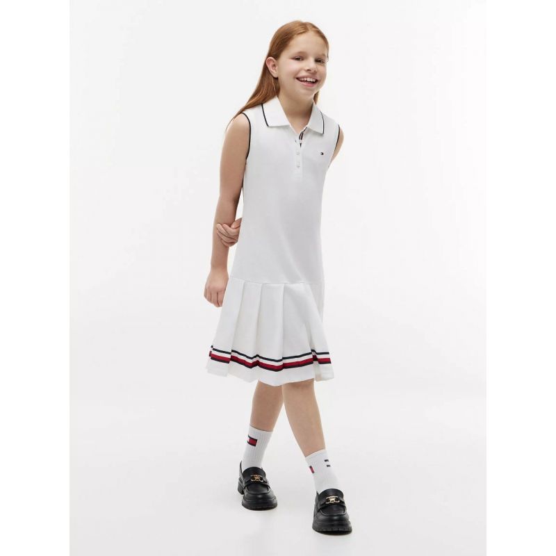 Kids Sleeveless Pleated Polo Dress