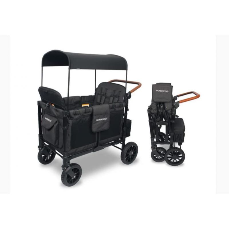 WONDERFOLD - W4 LUXE QUAD STROLLER WAGON, 4 KIDS, VOLCANIC BLACK