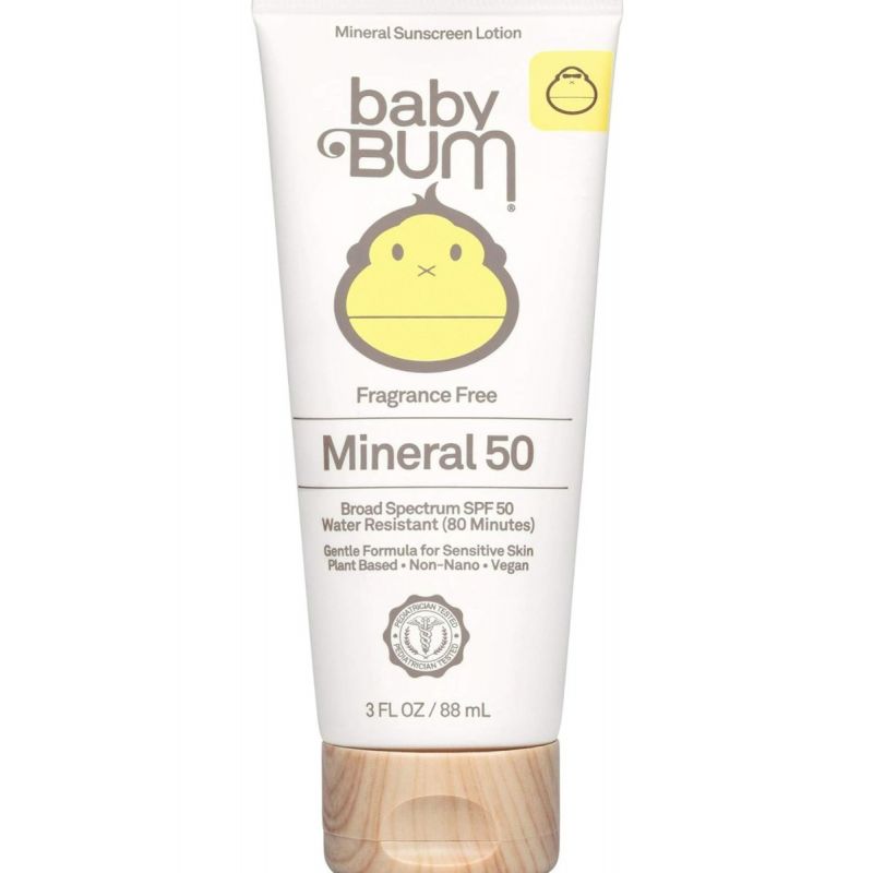 Sun Bum Baby Bum SPF 50 Sunscreen Lotion with Mineral UVA/UVB Face and Body Protection for Sensitive Skin - Fragrance Free - Travel Size - 3 FL OZ