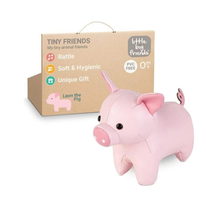 LITTLE BIG FRIENDS - TINY FRIENDS RATTLE TOY, LEON THE PIG