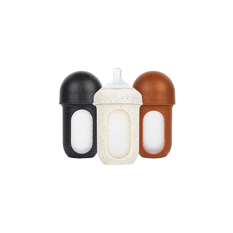 Boon Nursh Reusable Silicone Baby Bottles with Collapsible Silicone Pouch Design