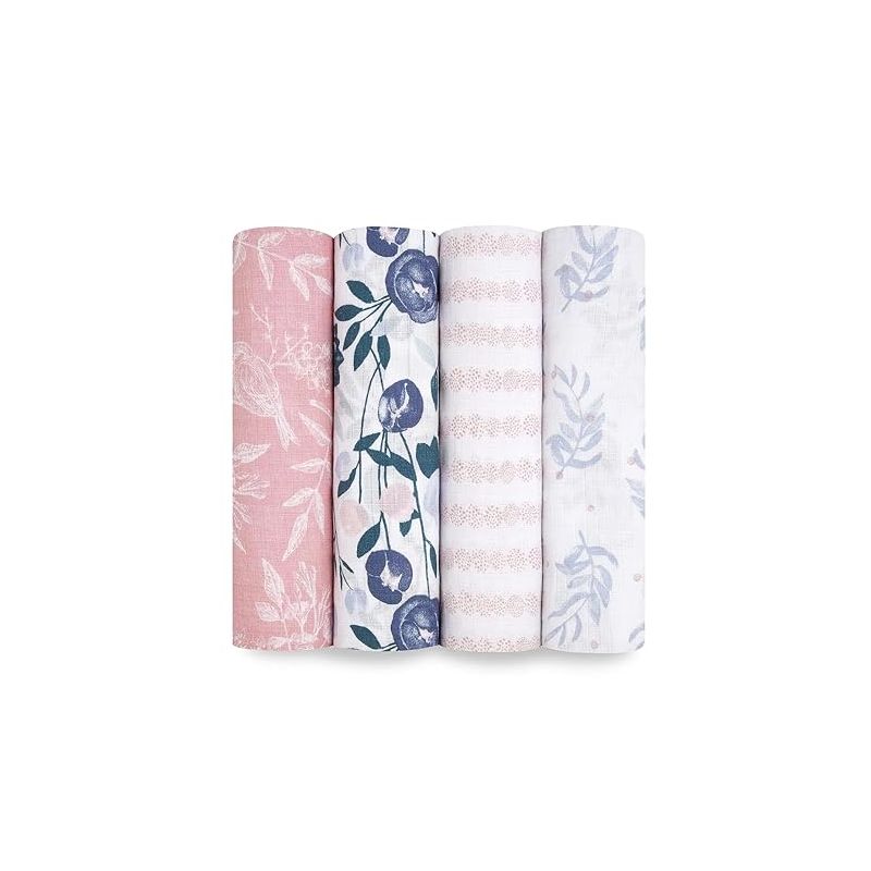aden + anais Essentials Muslin Swaddle Blankets for Baby Girls and Boys, Newborn Receiving Blanket for Swaddling