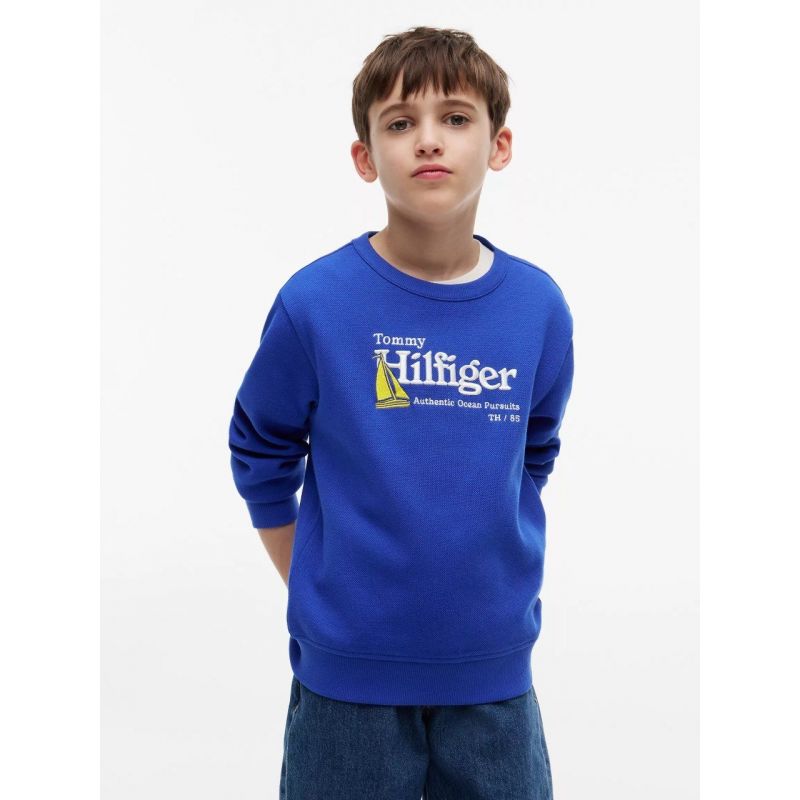 Kids Embroidered Sailboat Sweatshirt