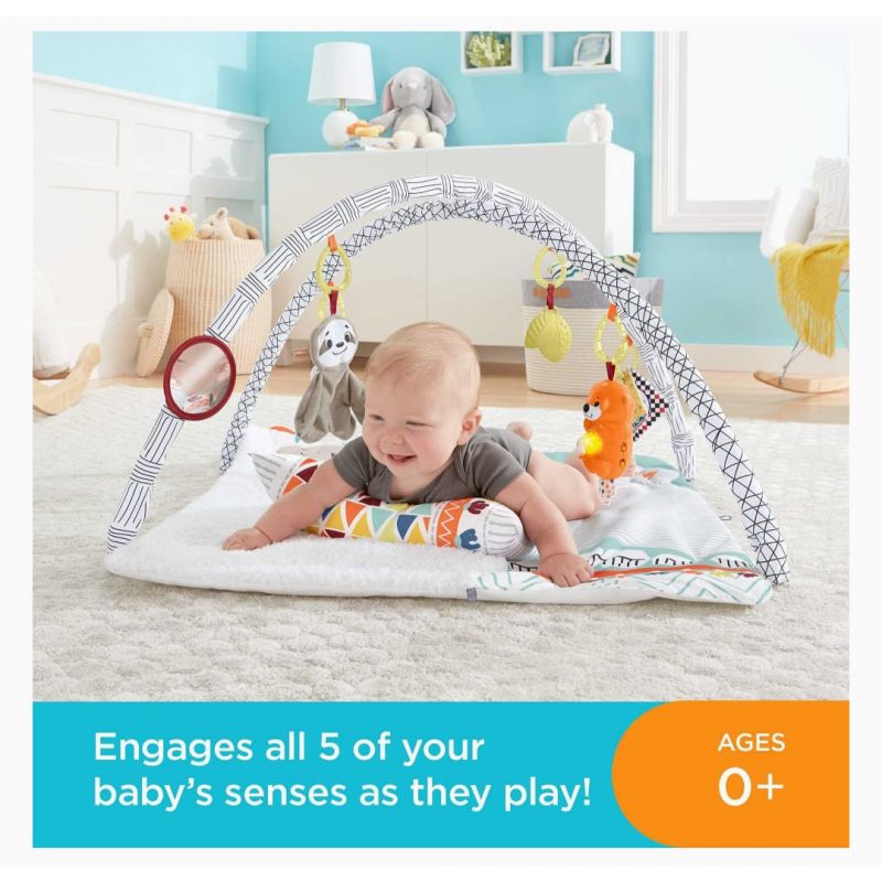 Fisher-Price Baby Playmat Perfect Sense Deluxe Gym Extra Large With Lights Music And 6 Moveable Senso Toys