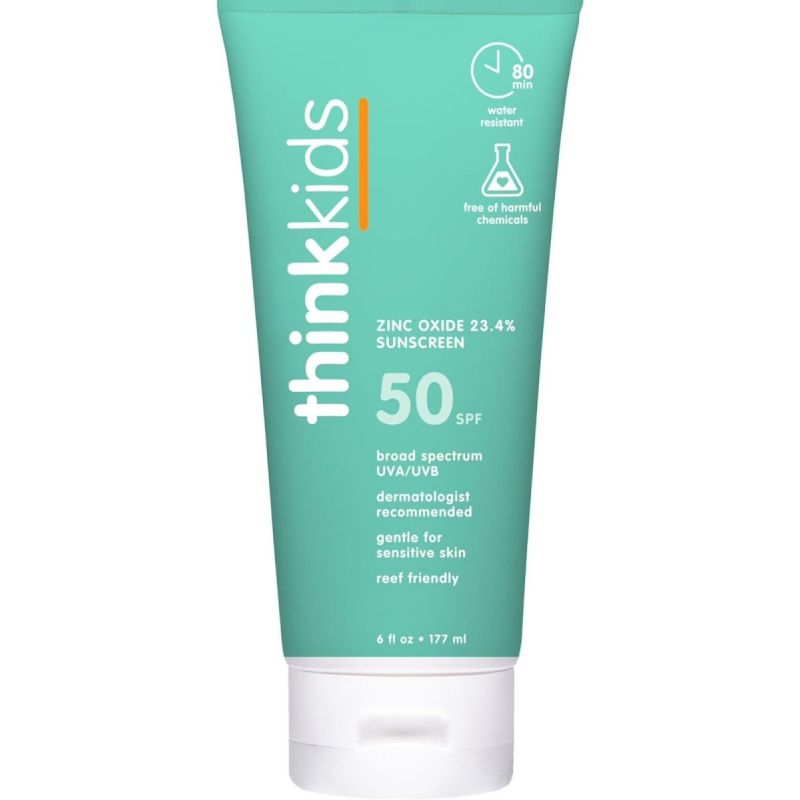 Thinksport Kids SPF 50+ Mineral Sunscreen – Safe, Natural Sunblock for Children - Water Resistant Sun Cream – Broad Spectrum UVA/UVB Sun Protection – Vegan, Reef Friendly Sun 