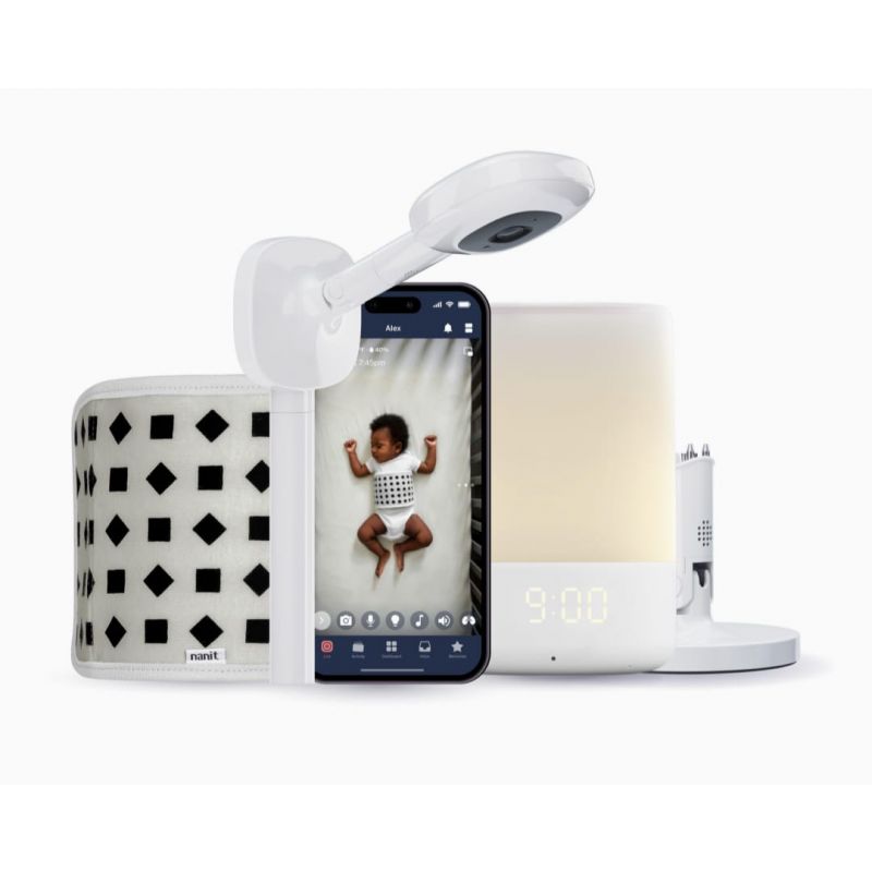 Nanit Superior Sleep Set - Includes Newborn Baby Essentials: Nanit Pro Camera with Wall Mount, Nanit Travel Stand, and The Sound + Light Audio Monitoring Machine & Baby Night Light