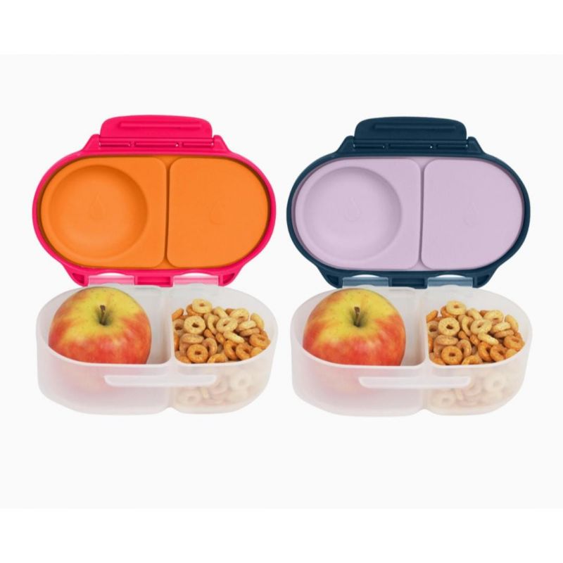 b.box Snack Box (2-pack) for Kids & Toddlers: 2 Compartment Snack Containers, Mini Bento Box, Lunch Box. Leak Proof, BPA free, Dishwasher safe. Ages 4 month