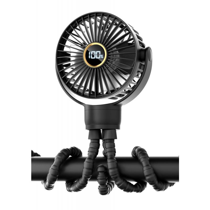 3.5" Battery Powered Baby Stroller Cooling Fan, 3-Speed Rechargebale Tripod Fan with 360 Degree Rotation, Quiet Portable Fan with LED Display 