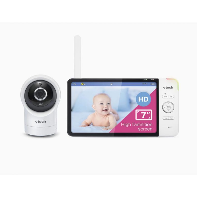 VTech RM7764HD 1080p WiFi Remote Access Baby Monitor, 360° Pan&Tilt, 7” 720p HD Display, HD Night Vision, Soothing Sounds, 2-Way Talk, Temperature Sensor, Motion Detection, iOS & Android
