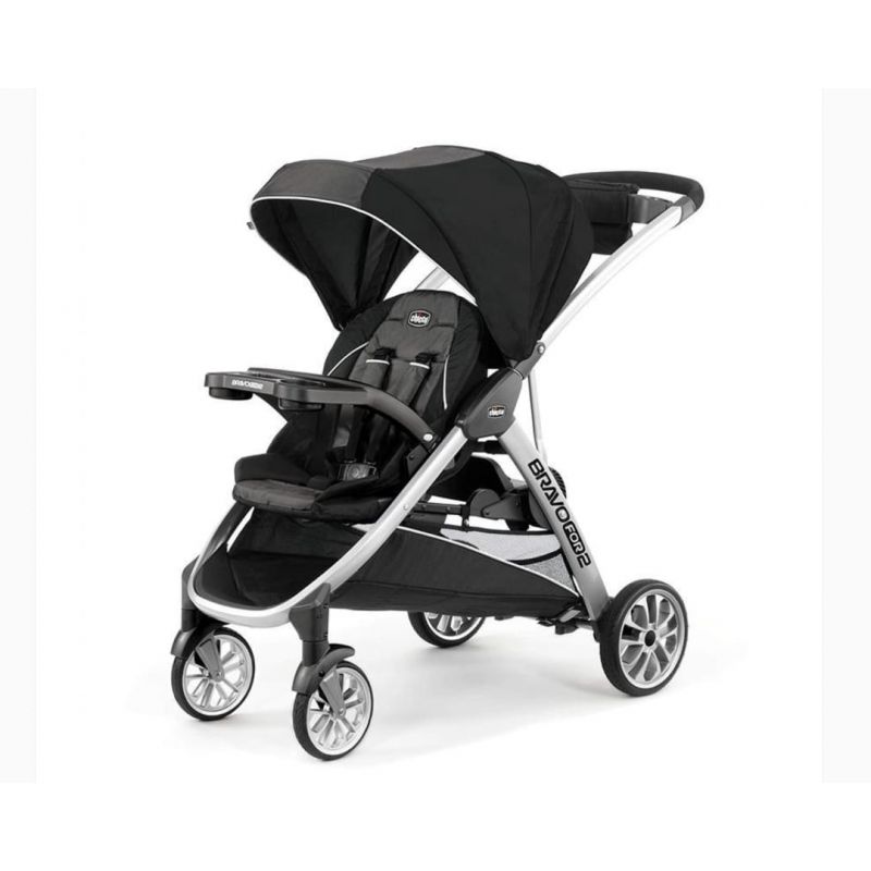 CHICCO BRAVOFOR2 STANDING/SITTING DOUBLE STROLLER, IRON
