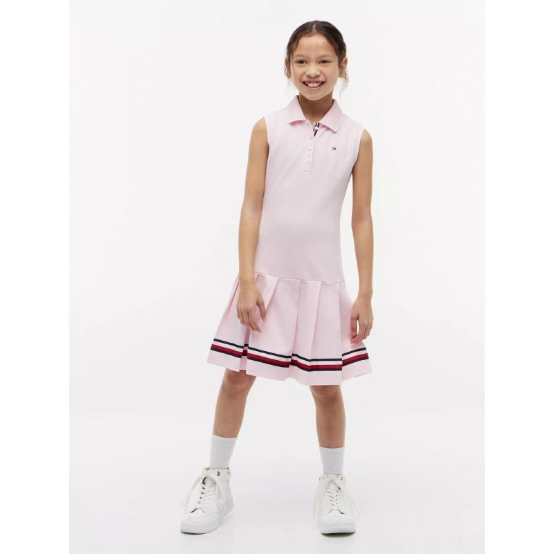 Kids Sleeveless Pleated Polo Dress