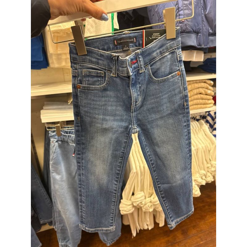 calça jeans Straight com ajuste na cintura