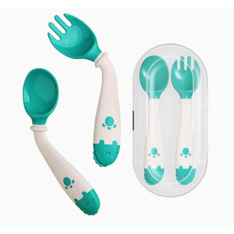 Deejoy Toddler Utensils with Travel Case, Baby Spoons and Forks Set for Self Feeding