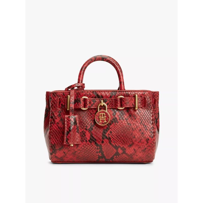Snake-Embossed Leather Micro Tote Bag