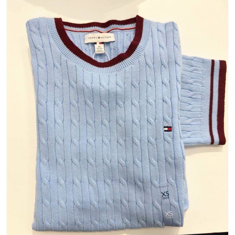 sweater tricot trançado manga curta