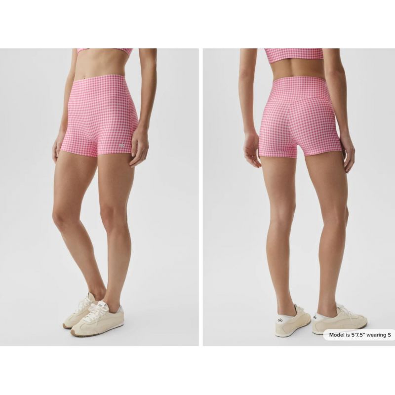 3 Airlift Gingham High-Waist Sleek Short