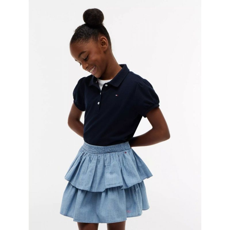Kids Puff-Sleeve Stretch Polo
