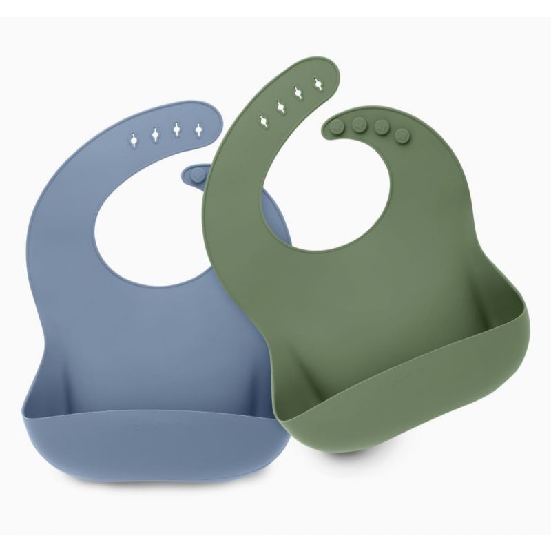 KeaBabies 2-Pack Silicone Bibs For Babies, Silicone Baby Bibs for Eating, Food-Grade Pure Silicone Bib, Toddler Bibs, Waterproof Bibs, Feeding Bibs