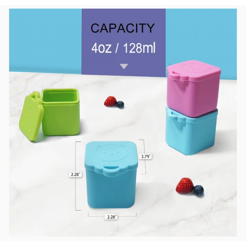Salad Dressing Container To Go, Compatible with Omie Bento Box, 2x 4oz Small Snack Containers with Lids