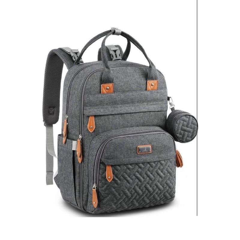 BabbleRoo Diaper Bag Backpack - Multi function Waterproof Diaper Bag, Travel Essentials Baby Tote with Changing Pad, Stroller Straps & Pacifier Case - Unisex, Dark Gray