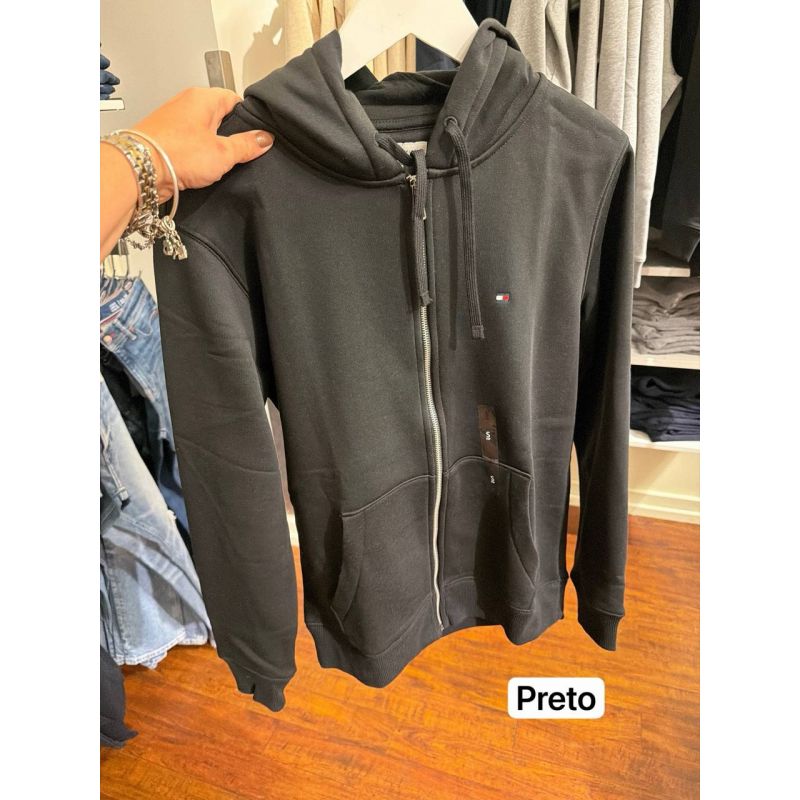 Casaco de moletom com fleece  e zíper