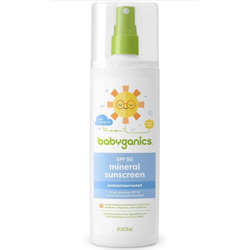 Babyganics SPF 50 Mineral Baby Sunscreen Spray, Unscented | UVA UVB Protection | Octinoxate & Oxybenzone Free | Water Resistant, Value Size, 8oz