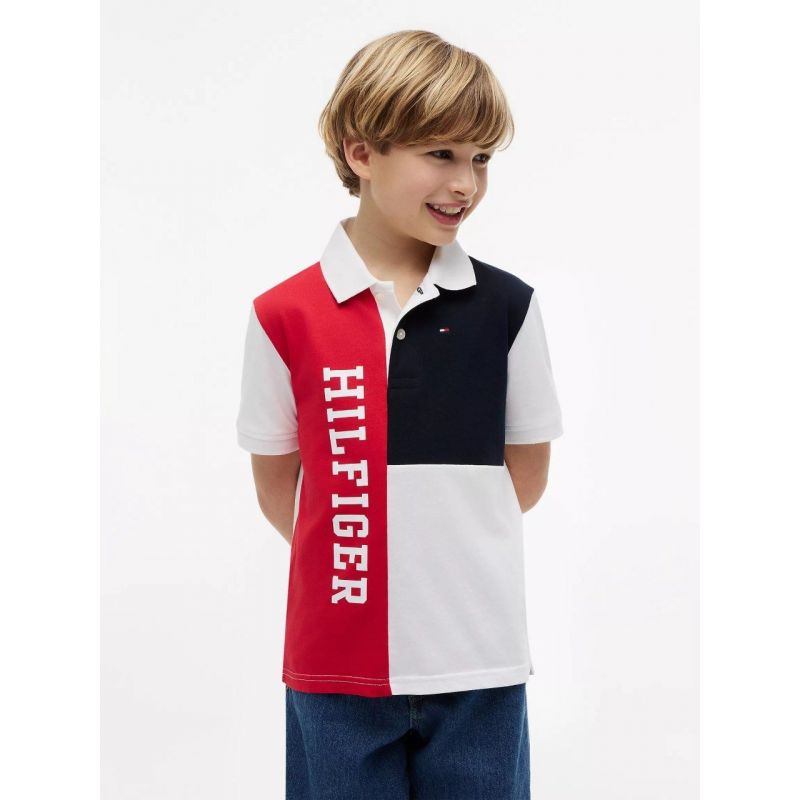 Kids Colorblock Logo Stretch Polo