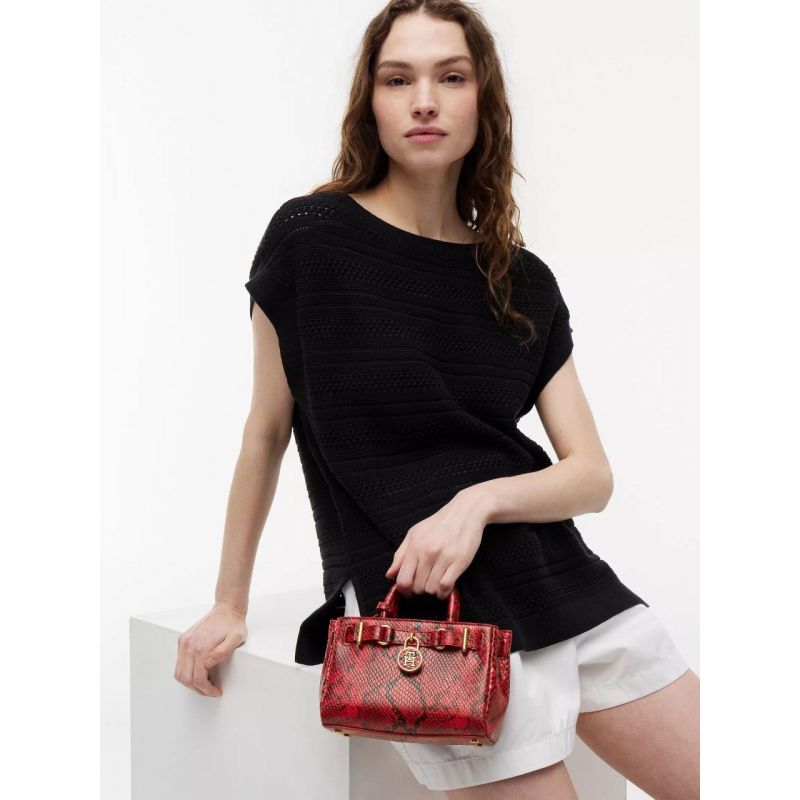 Snake-Embossed Leather Micro Tote Bag