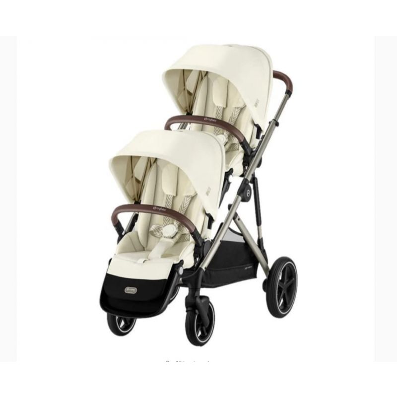 CYBEX - GAZELLE S 2 DOUBLE STROLLER BUNDLE, SEASHELL BEIGE/TAUPE FRAME