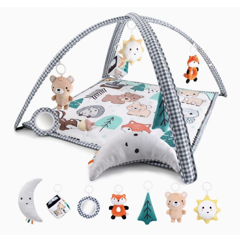 The Peanutshell 7 in 1 Baby Play Gym, Activity Center and Tummy Time Mat, Woodland Animals