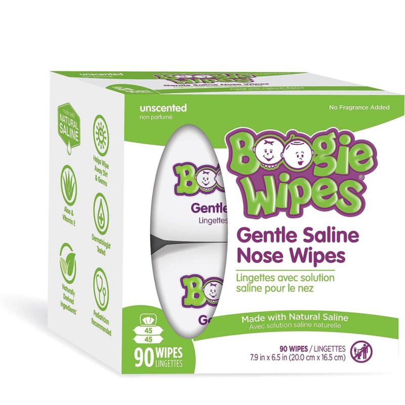 Baby Wipes by Boogie, Saline Wet Wipes for Nose, Face,Hand & Body, FSA/HSA Eigible, Made with Vitamin E, Aloe, Chamomile and Natural Saline
