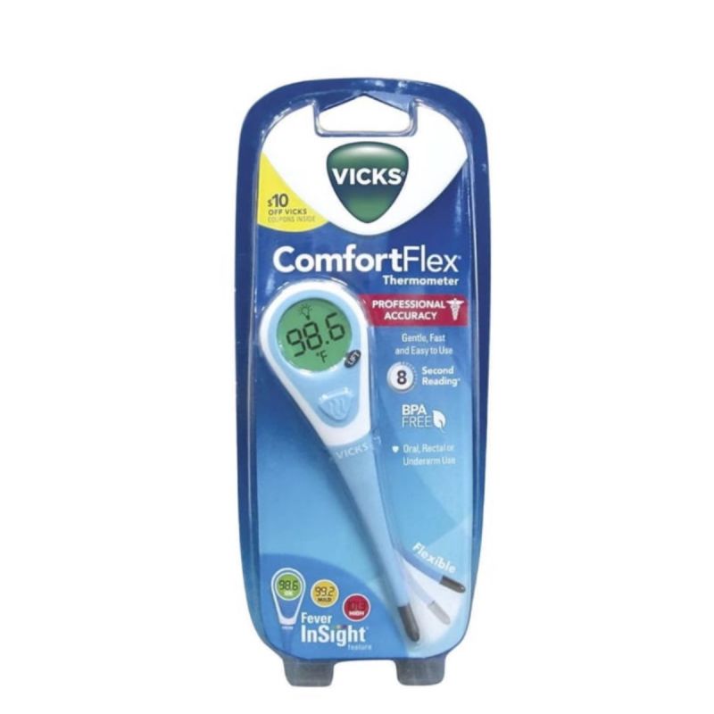 Vicks ComfortFlex Digital Thermometer – Accurate, Color Coded Reading in 8 Seconds
