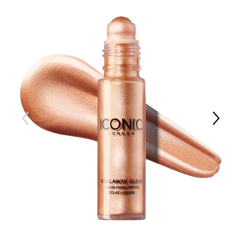 Iconic London Rollaway Glow Highlighter Color: Peach Paradise - peachy rose tone