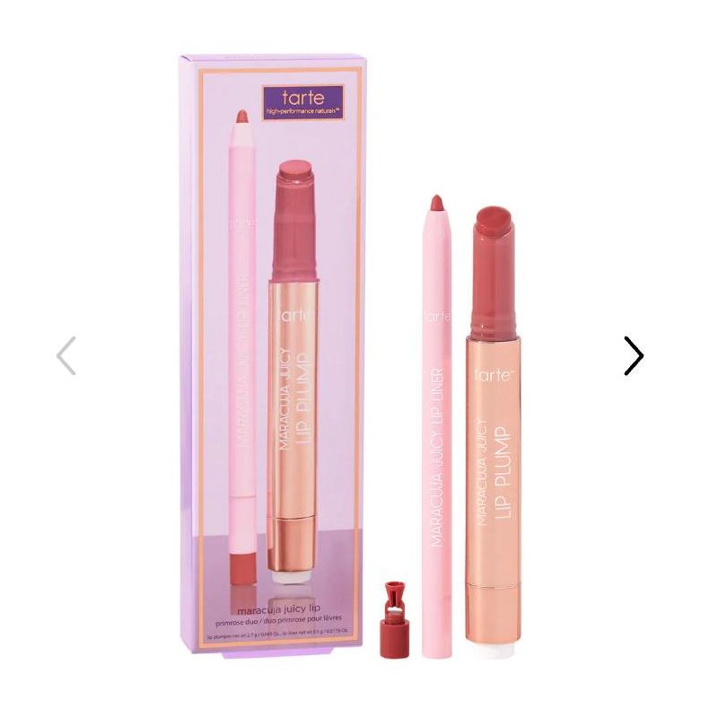 tarte maracuja juicy lip hydrating plump gloss primrose duo Color: Primrose in Bloom - warm rosy pink