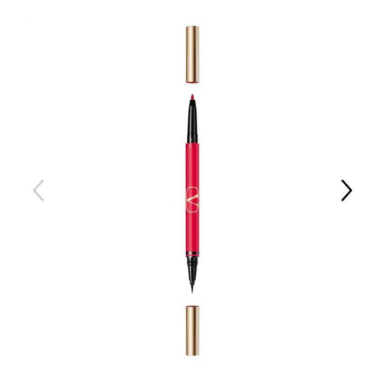 Valentino Twin Liner Gel and Liquid Eyeliner Color: 02 Black and Rosso - black liquid liner and signature Valentino red gel pencil